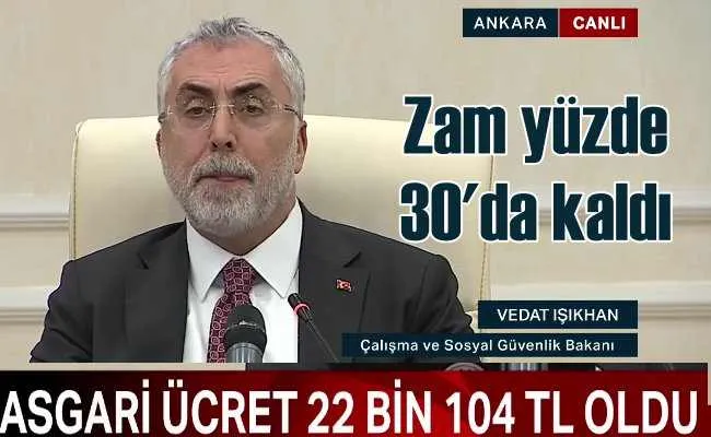 2025 asgari ücret açıklandı | 22 bin 104 TL oldu