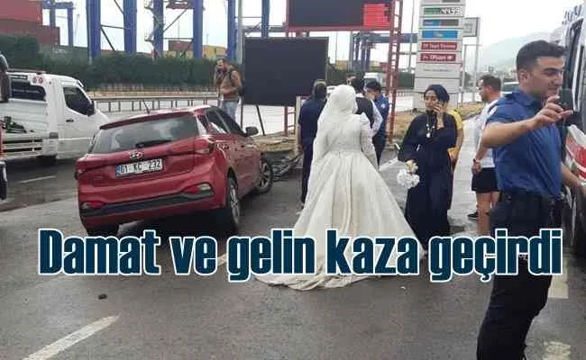 Gelin ve damat, fotoğraf çekimine giderken kaza geçirdi