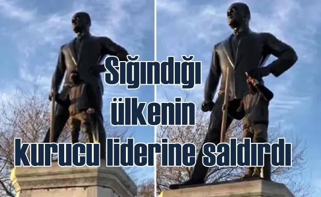 Suriyeli sığınmacı Atatürk anıtına saldırdı